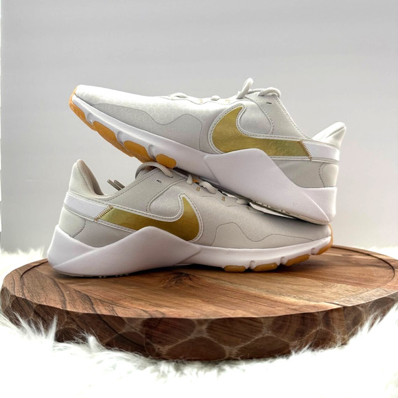 Nike Legend Essential 2 White Running Shoes Women' Sz 10.5 White/Gold CQ9545-010 - Picture 5 of 12